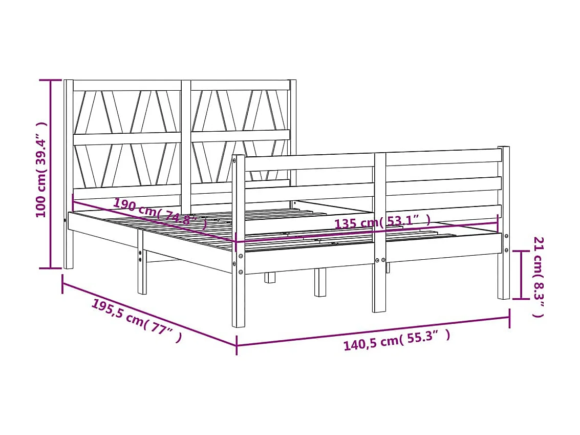 Cadre de lit sans matelas sonoma gris 120x200 cm