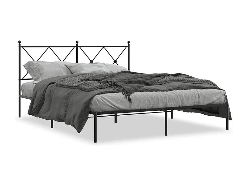Estructura cama sin colchón con cabecero metal negro 150x200 cm