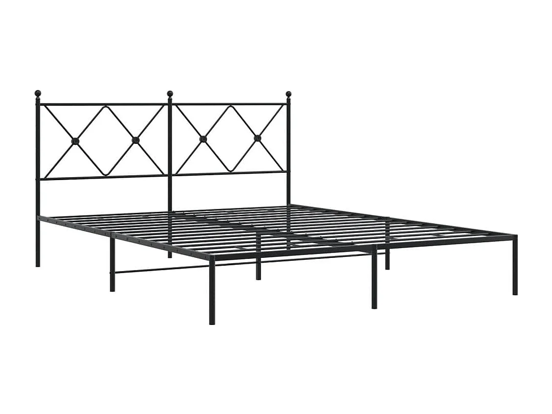 Cadre de lit métal sans matelas avec tête de lit noir 150x200cm