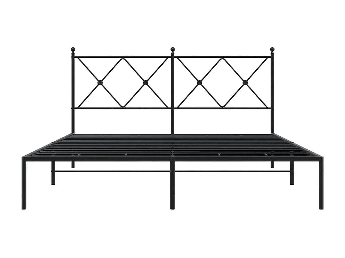 Cadre de lit métal sans matelas avec tête de lit noir 150x200cm
