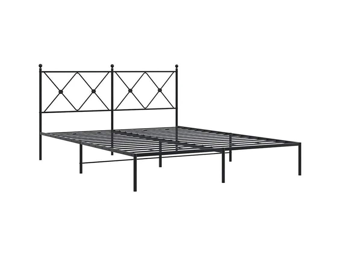 Bedframe met hoofdbord metaal zwart 150x200 cm