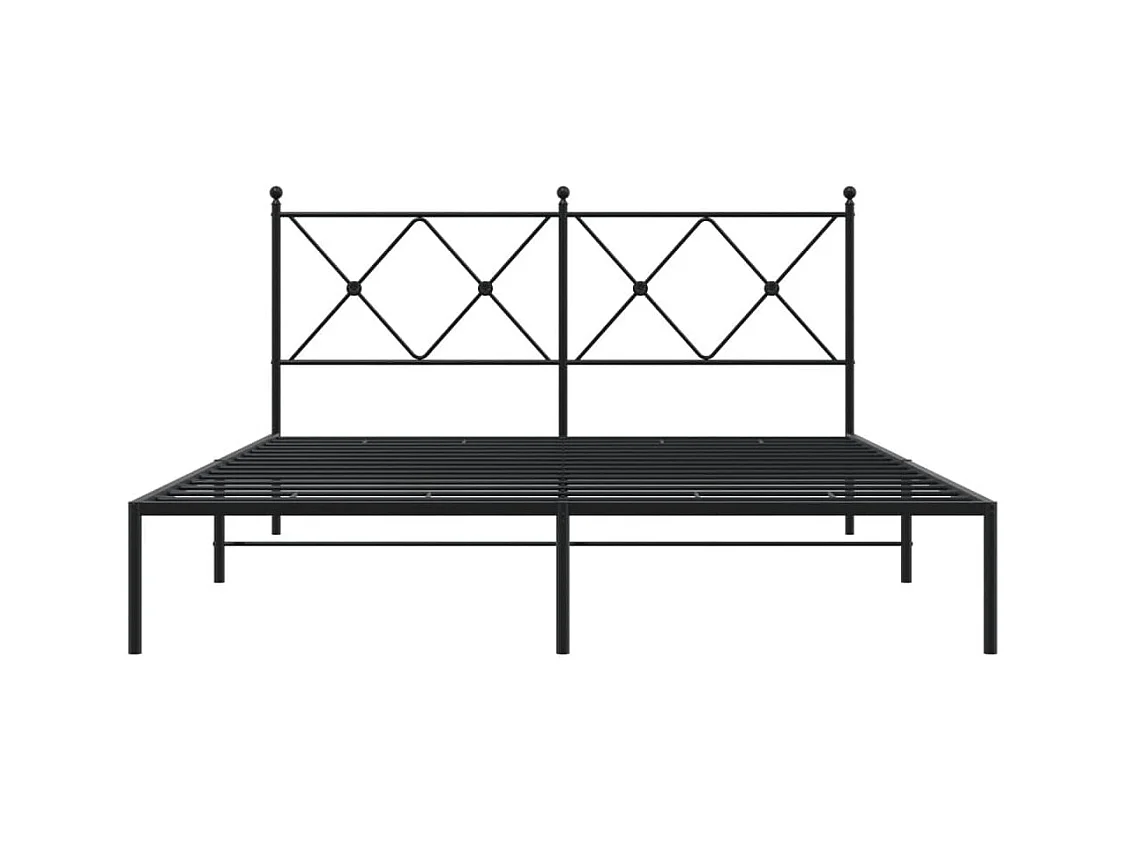 Bedframe met hoofdbord metaal zwart 150x200 cm