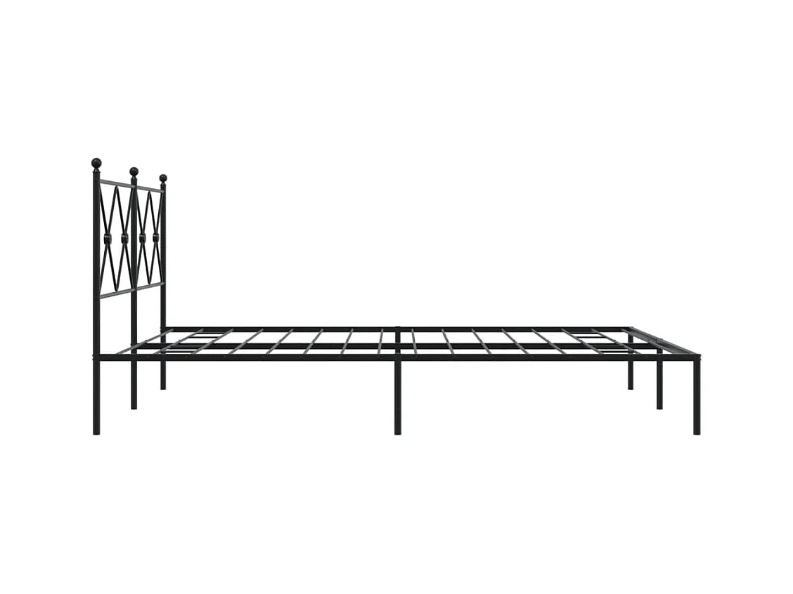 Bedframe met hoofdbord metaal zwart 150x200 cm