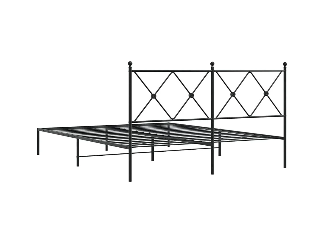 Bedframe met hoofdbord metaal zwart 150x200 cm