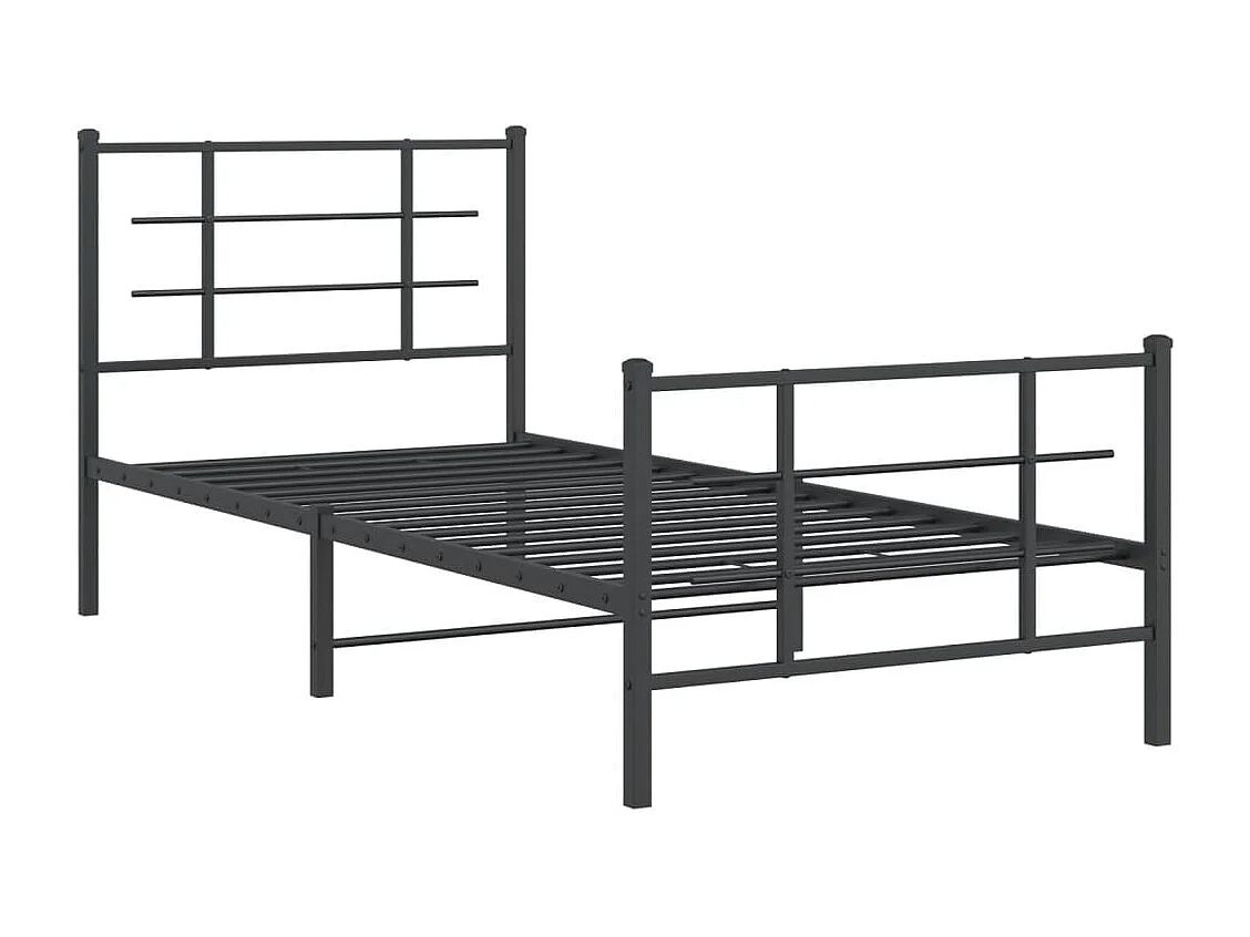 Giroletto con Testiera e Pediera Metallo Nero 90x190 cm