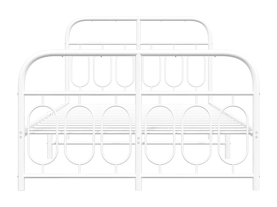 Cadre de lit métal sans matelas et pied de lit blanc 120x200 cm