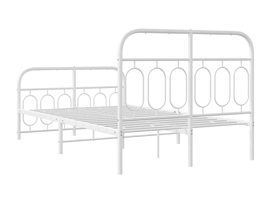 Cadre de lit métal sans matelas et pied de lit blanc 120x200 cm