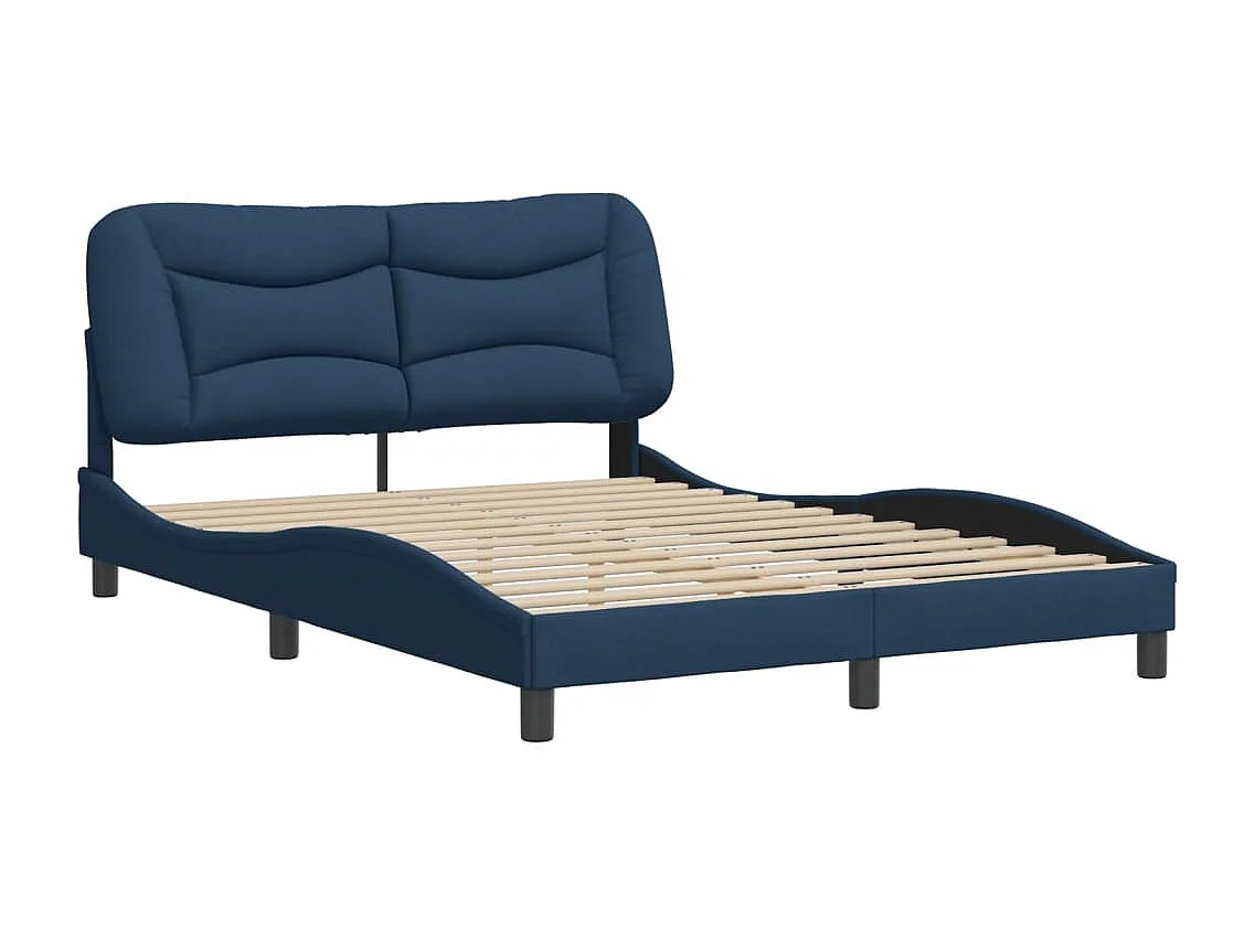Bettgestell mit Kopfteil Blau 120x200 cm Stoff