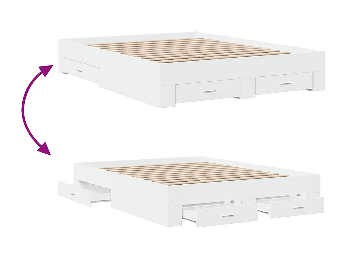 Bedframe met lades bewerkt hout wit 140x200 cm