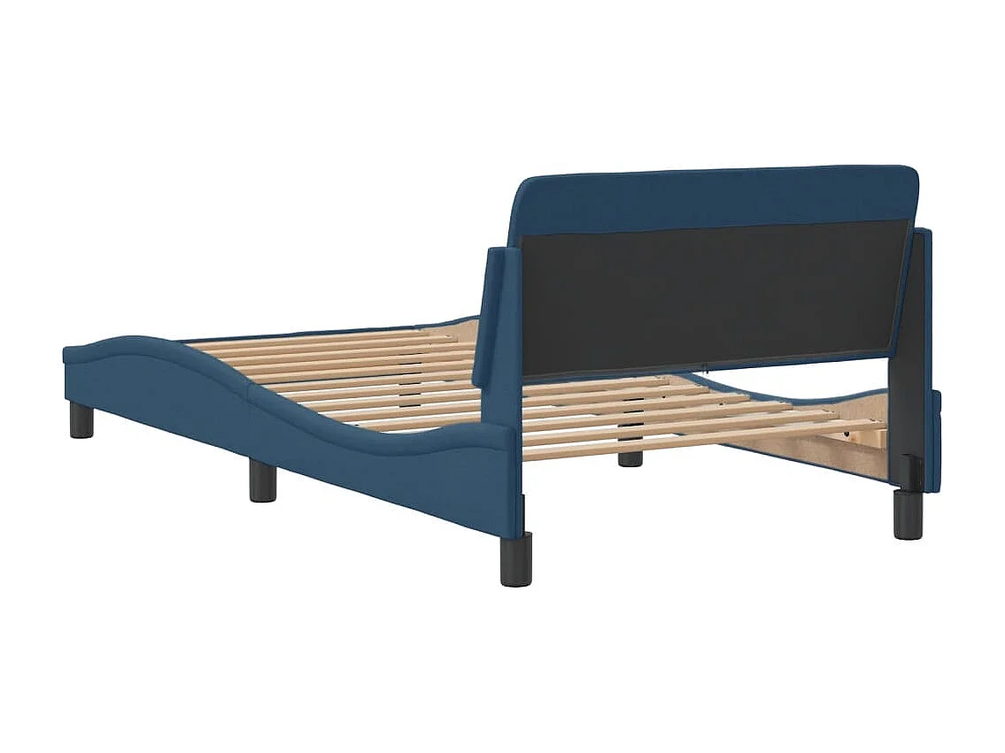 Cadre de lit avec tête de lit sans matelas bleu 100x200cm tissu