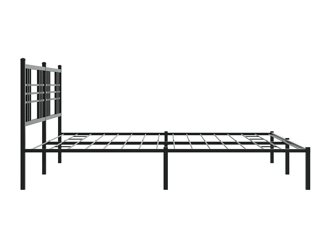 Cadre de lit métal sans matelas avec tête de lit noir 200x200cm