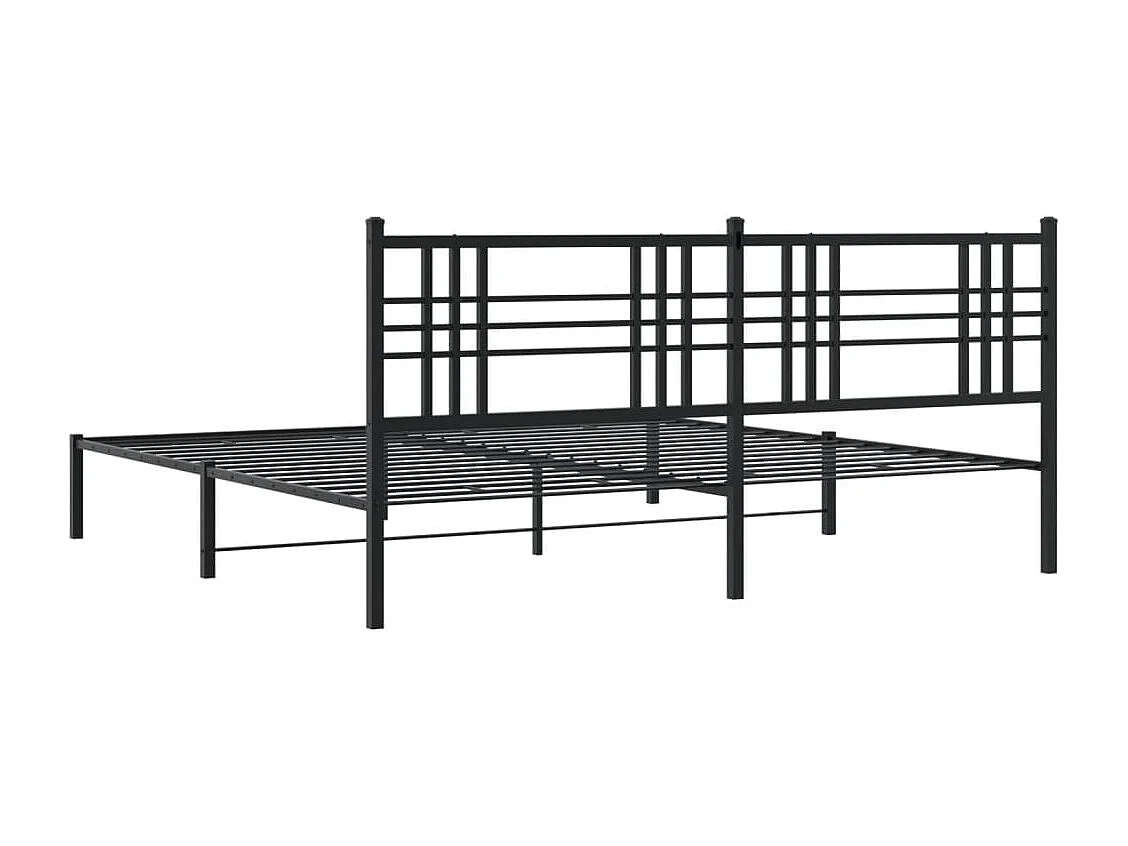 Cadre de lit métal sans matelas avec tête de lit noir 200x200cm
