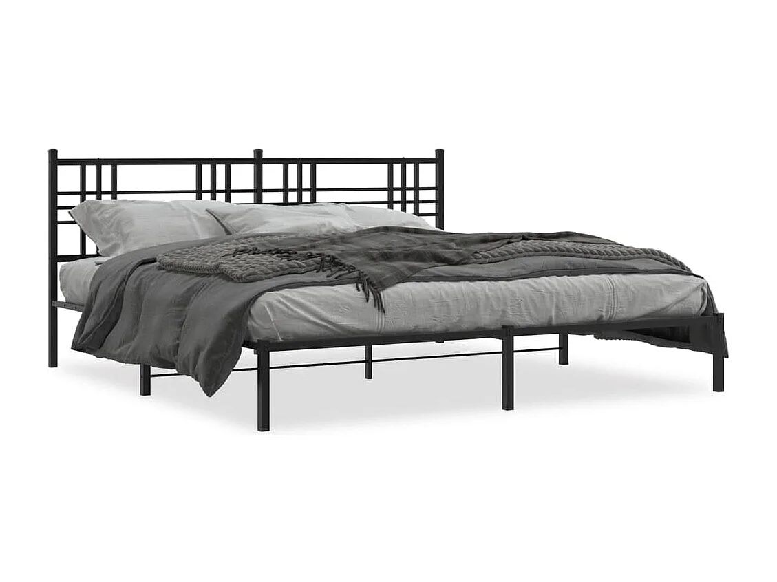 Estrutura de cama com cabeceira 200x200 cm metal preto