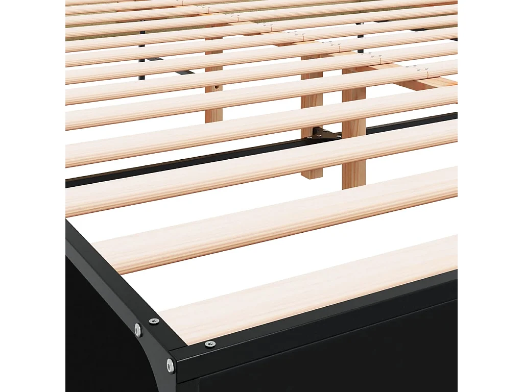 Bettgestell Schwarz 150x200 cm Holzwerkstoff und Metall