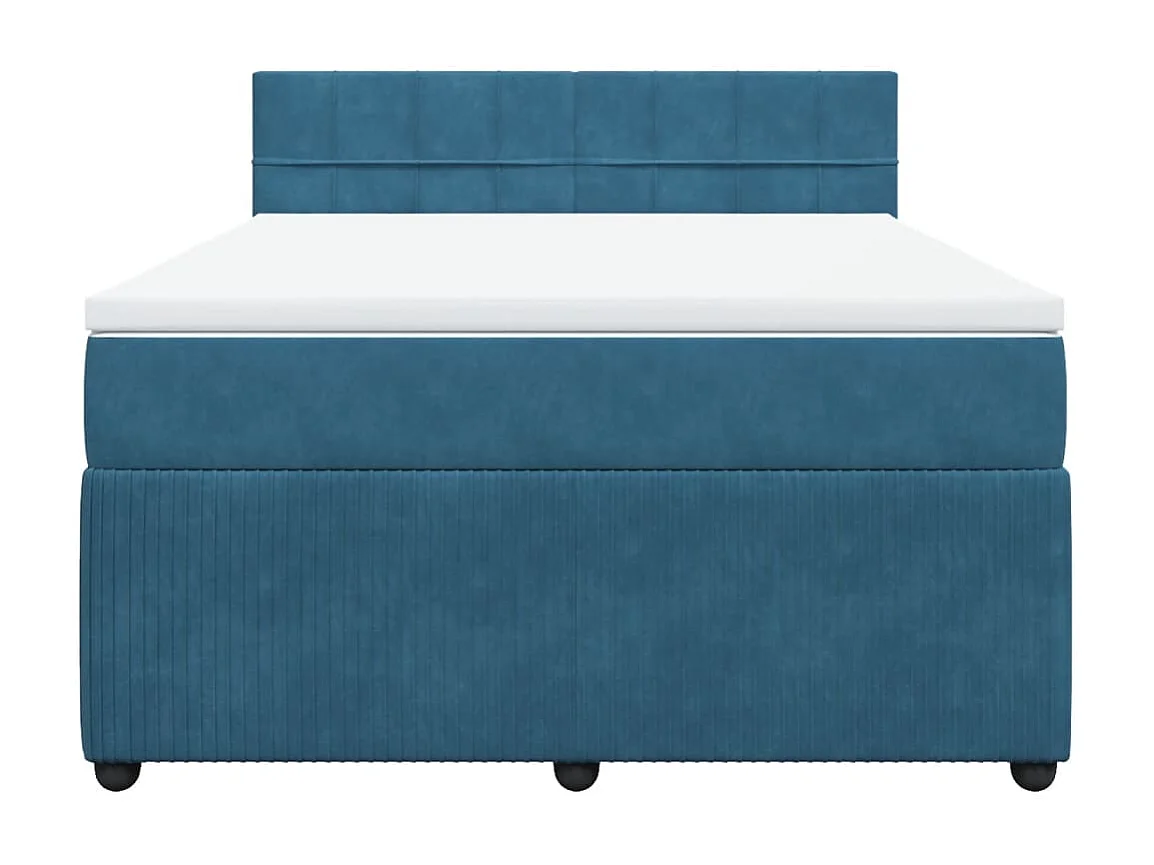 Boxspringbett mit Matratze Blau 140x200 cm Samt