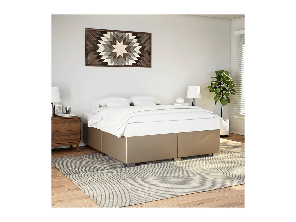 Estructura cama sin colchón cuero sintético capuchino 200x200cm