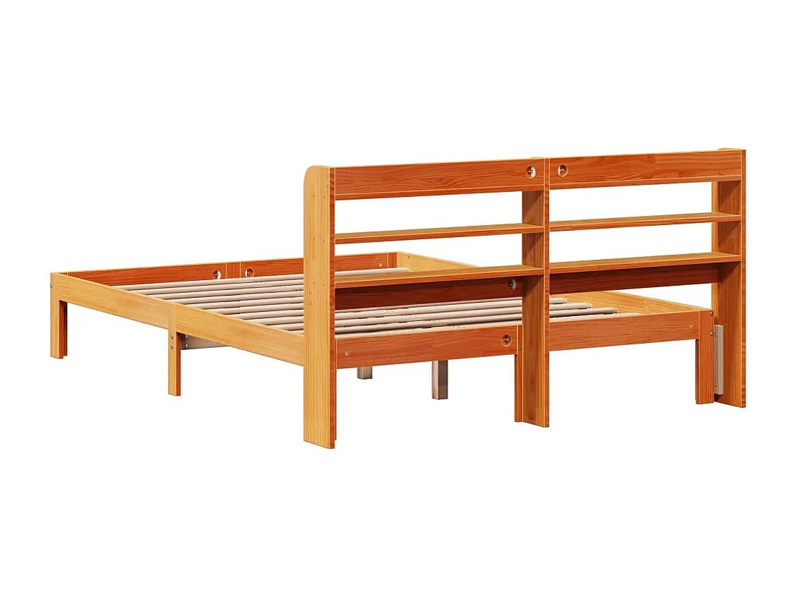 Cadre de lit sans matelas cire marron 140x190cm bois pin massif