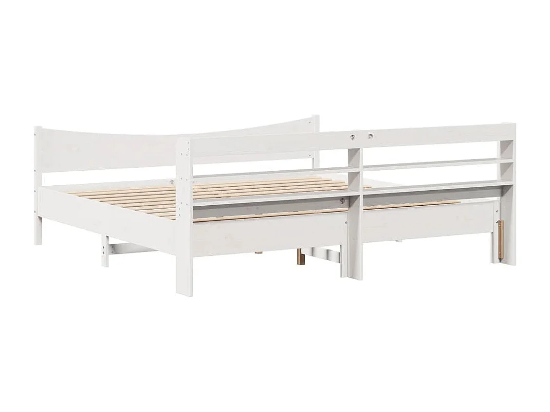 Cadre de lit et tête de lit blanc 200x200 cm bois de pin massif