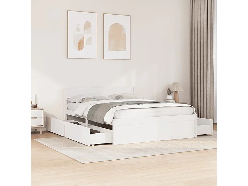 Letto senza Materasso Bianco 160x200 cm Legno Massello di Pino