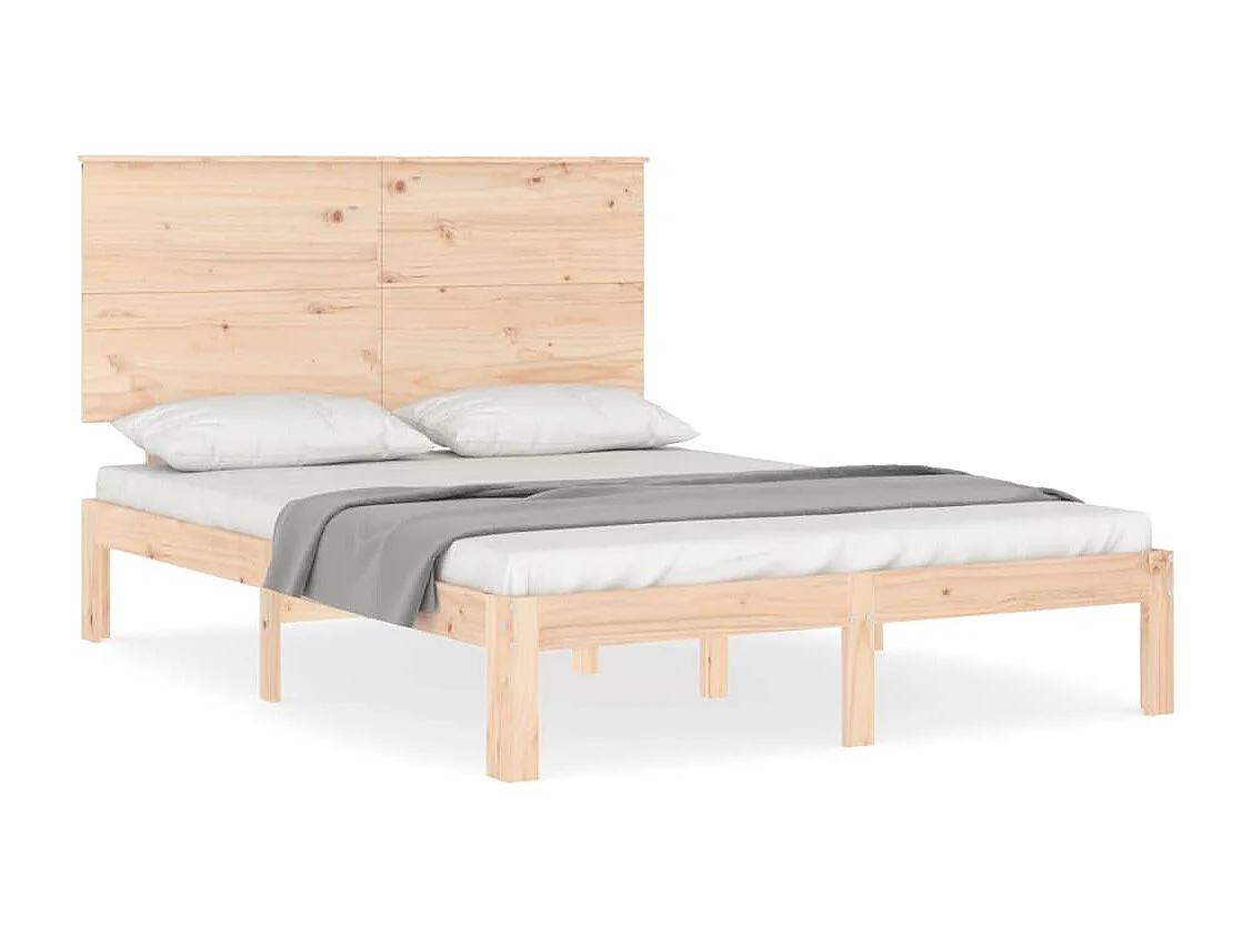 Estrutura de cama de casal com cabeceira madeira maciça