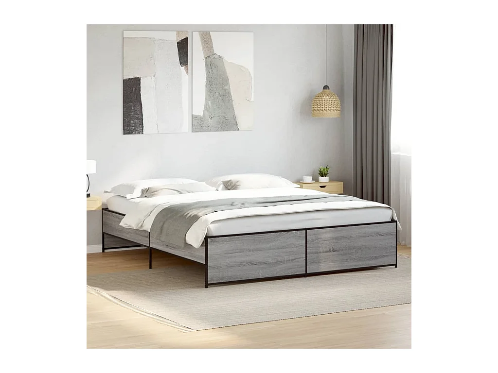 Cadre de lit sans matelas sonoma gris 200x200 cm