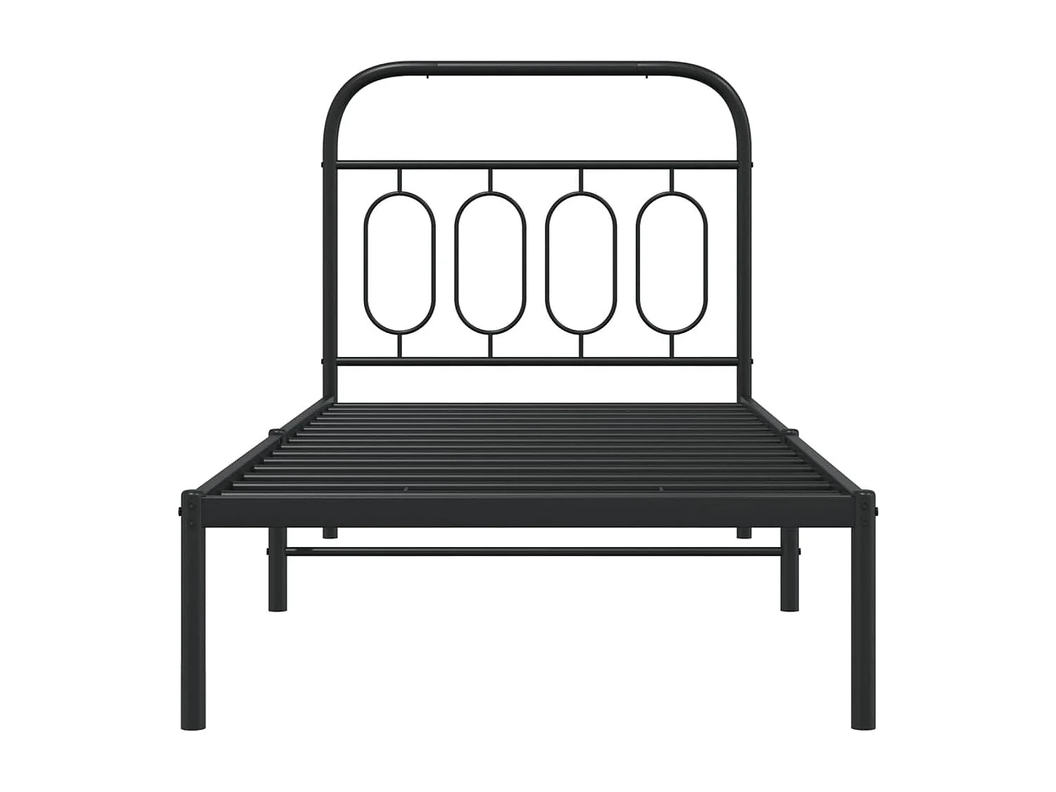 Cadre de lit métal sans matelas avec tête de lit noir 90x190 cm