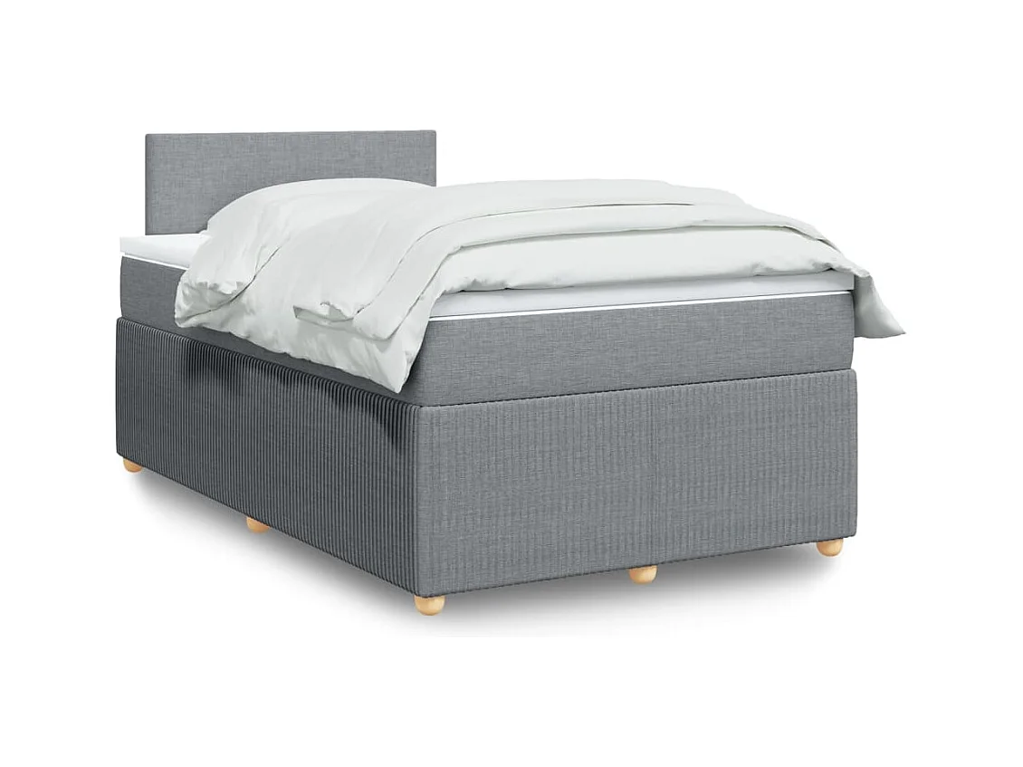 Cama box spring con colchón tela gris claro 120x190 cm
