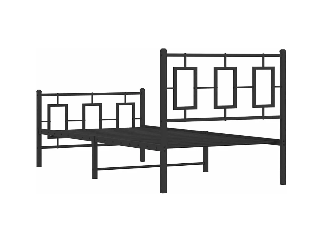 Bettgestell mit Kopf- und Fußteil Metall Schwarz 90x190 cm
