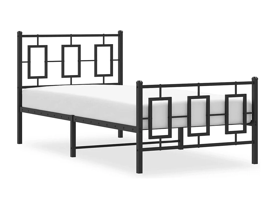 Bettgestell mit Kopf- und Fußteil Metall Schwarz 90x190 cm