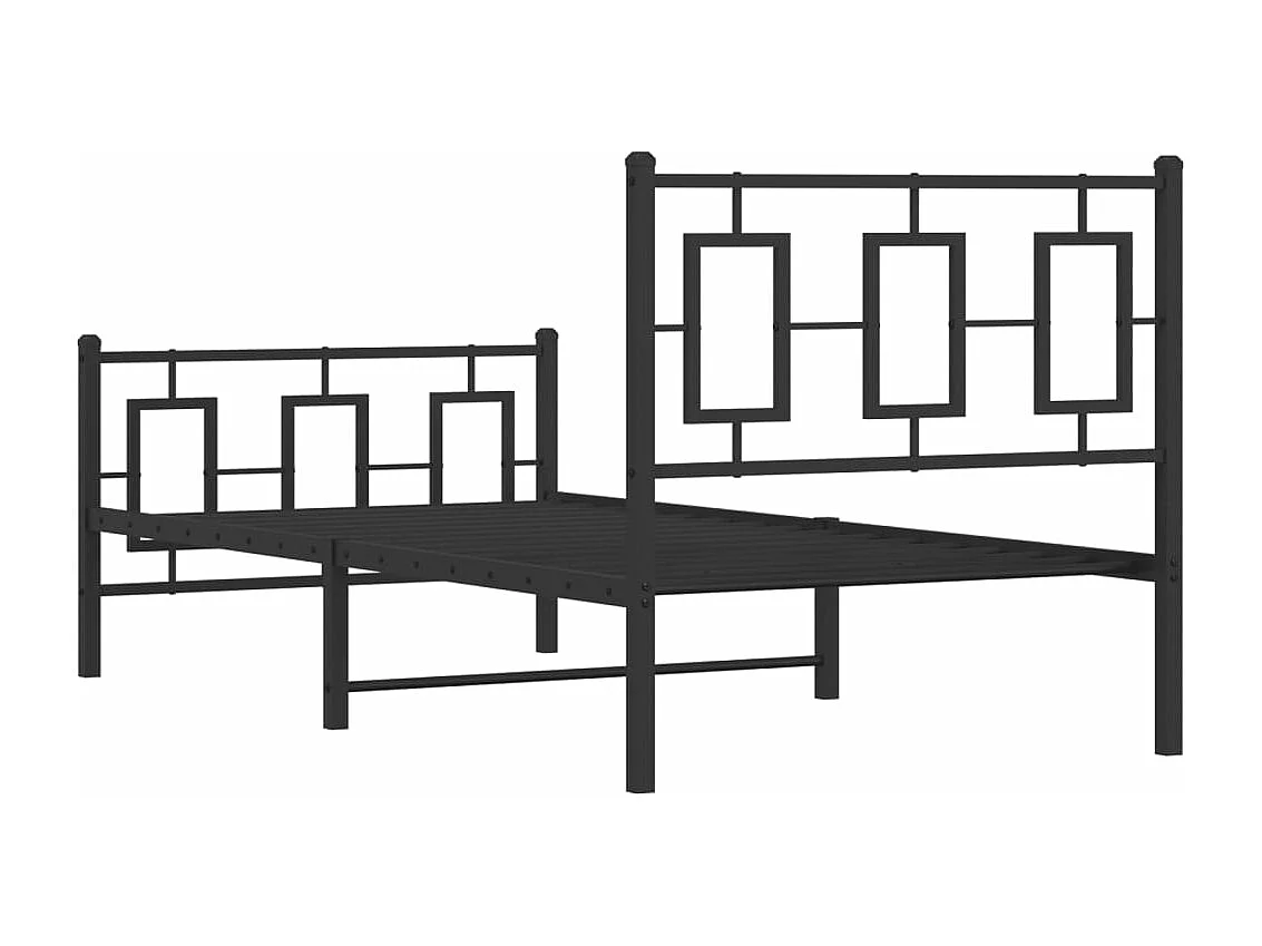 Bettgestell mit Kopf- und Fußteil Metall Schwarz 90x190 cm