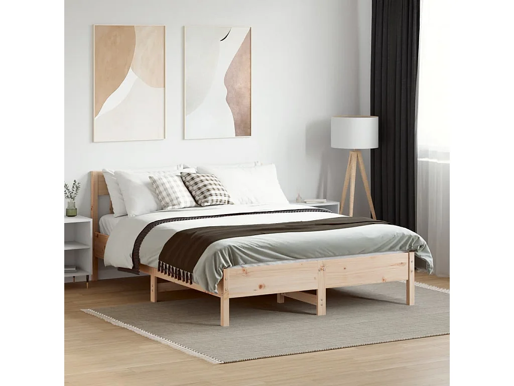 Cadre de lit sans matelas 160x200 cm bois massif de pin