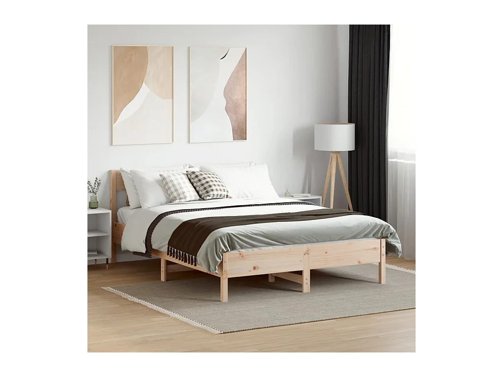 Cadre de lit sans matelas 160x200 cm bois massif de pin