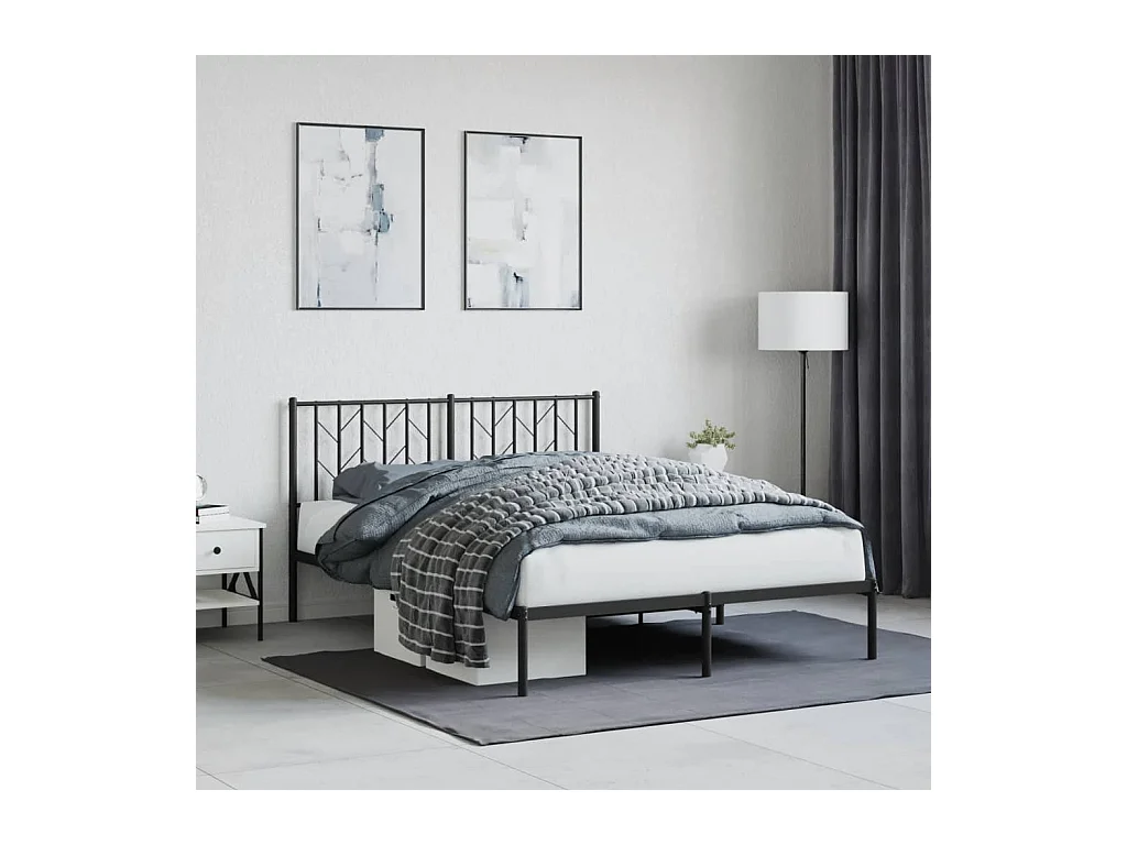 Bettgestell mit Kopfteil Metall Schwarz 140x200 cm