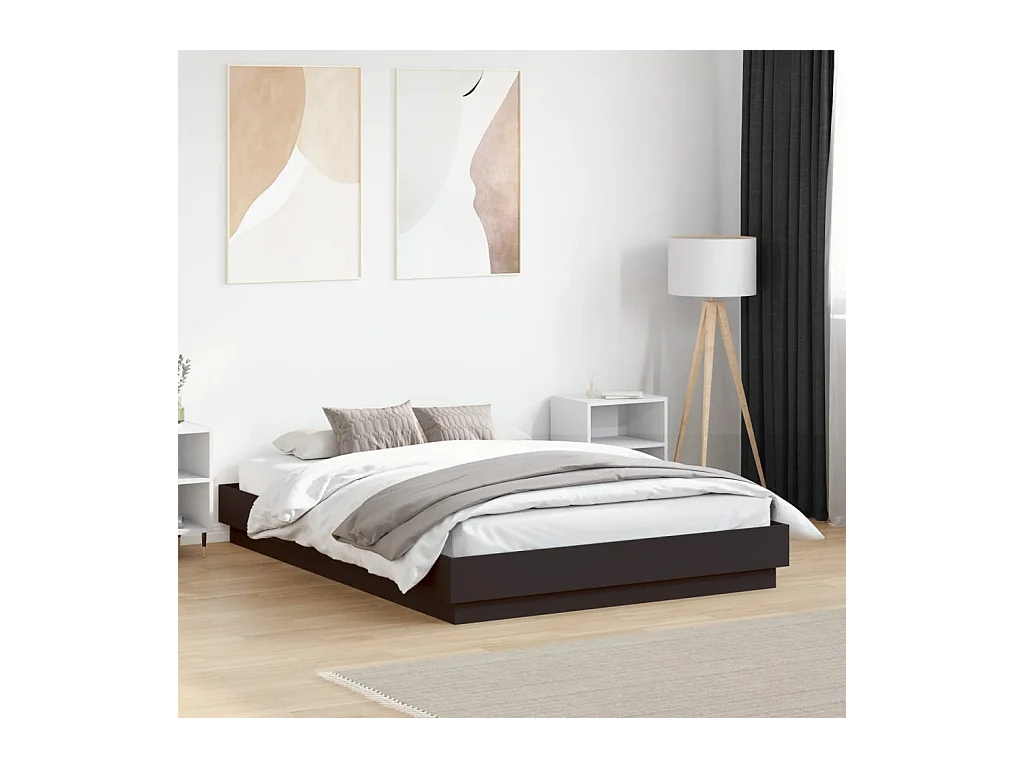 Estructura de cama madera de ingeniería negra 120x190 cm