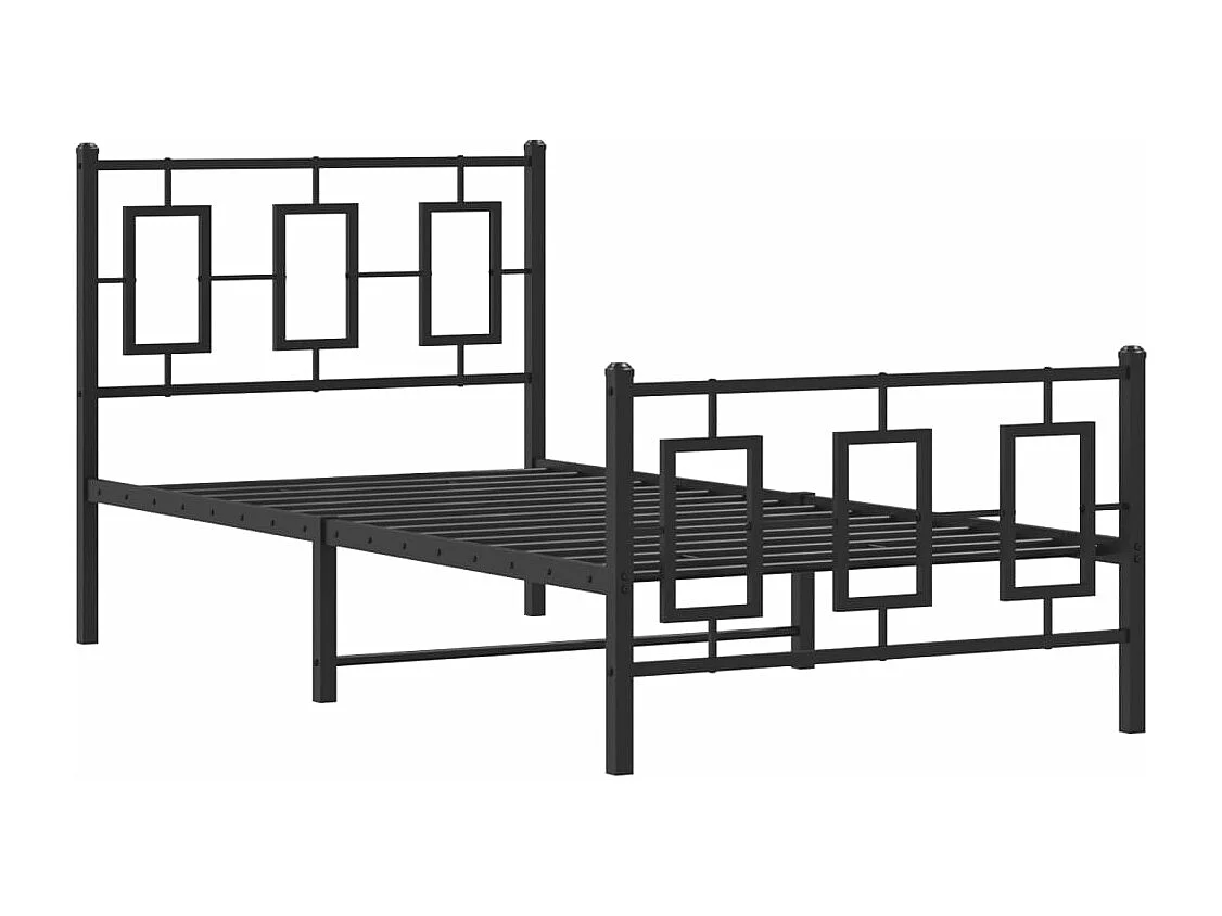 Cadre de lit métal sans matelas avec pied de lit noir 90x200 cm