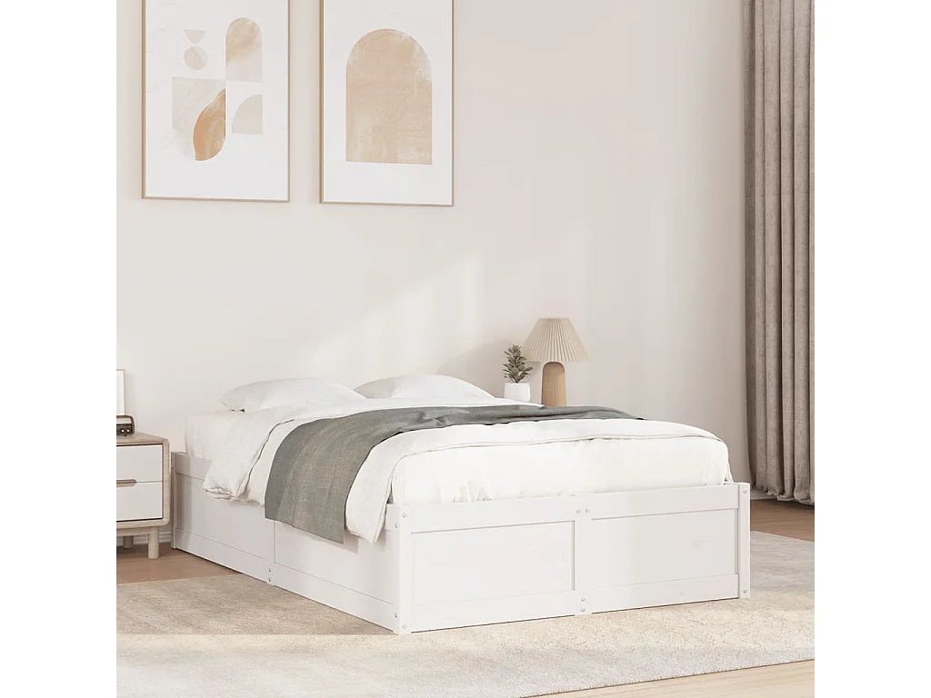 Letto senza Materasso Bianco 120x190 cm Legno Massello di Pino