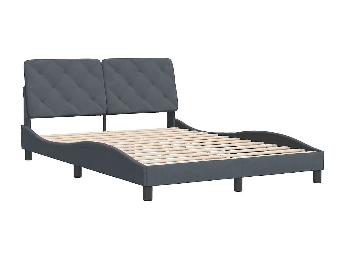 Cadre de lit sans matelas gris foncé 140x190 cm velours