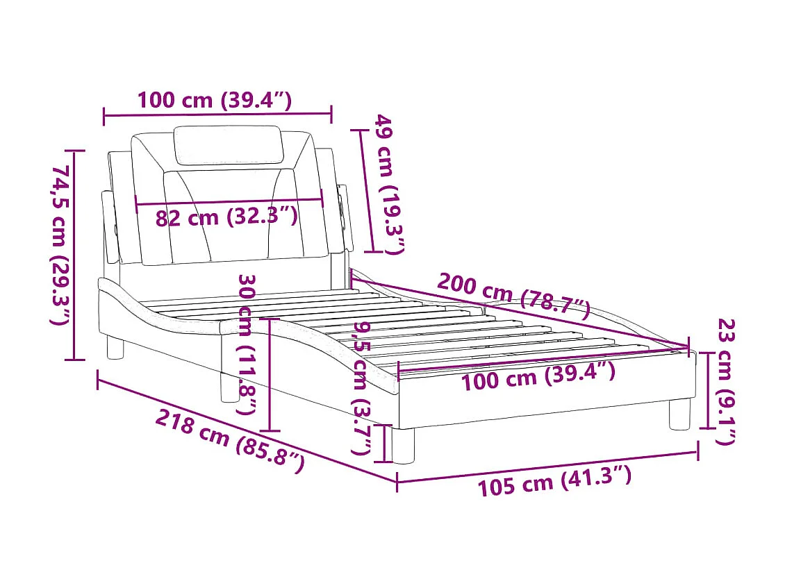 Giroletto con Testiera Marrone 100x200 cm in Similpelle