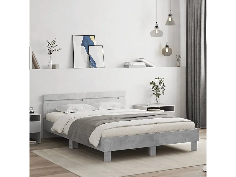 Cadre de lit sans matelas gris béton 140x190 cm