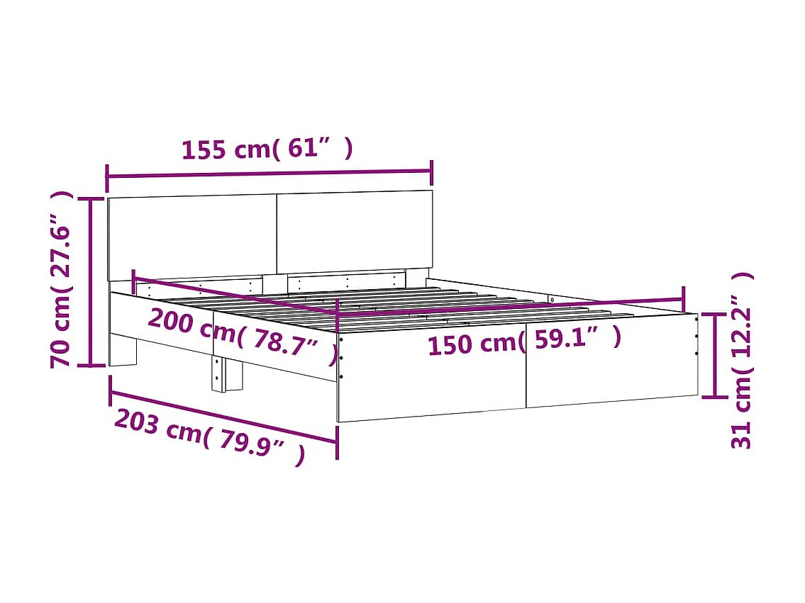 Letto senza Materasso Marrone Cera 90x190 cm in Legno di Pino