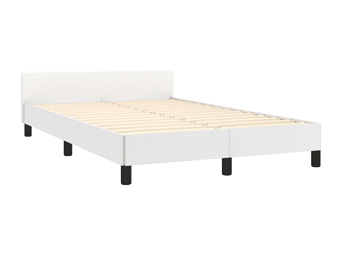 Bettgestell mit Kopfteil Weiß 120x190 cm Kunstleder