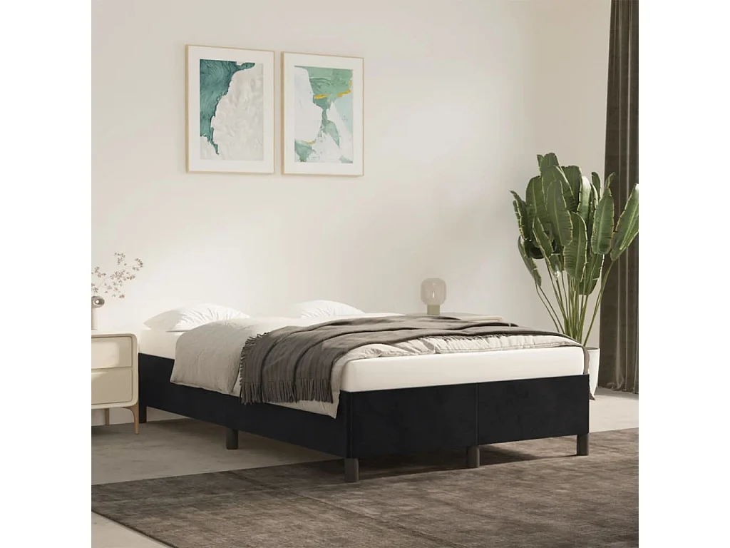 Cadre de lit sans matelas noir 120x190 cm velours