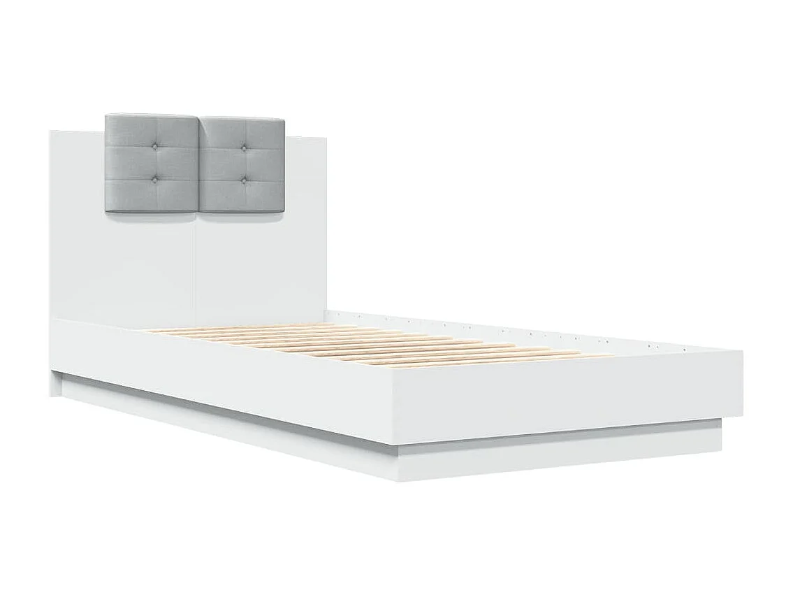 Estructura cama con cabecero madera ingeniería blanca 75x190 cm