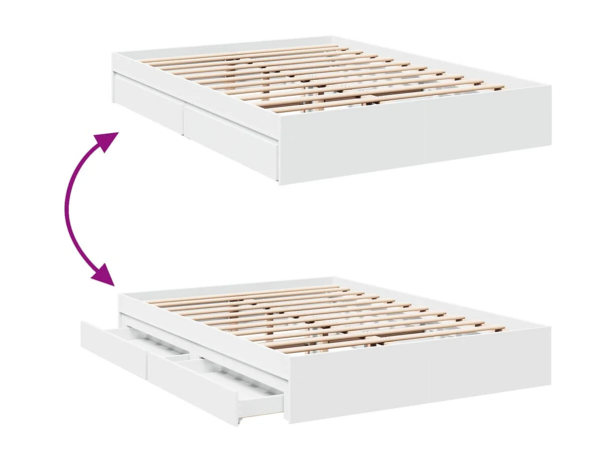 Giroletto con Cassetti Bianco 160x200 cm in Legno Multistrato