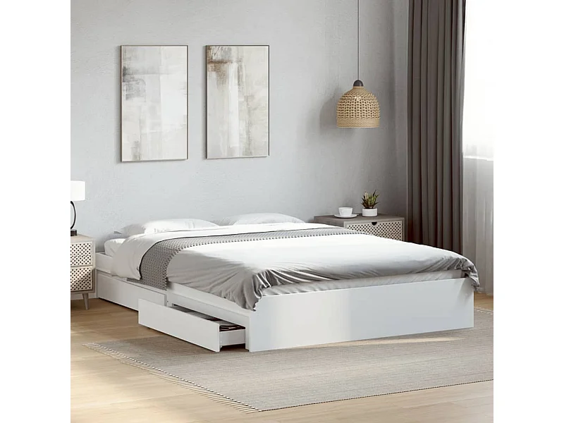 Giroletto con Cassetti Bianco 160x200 cm in Legno Multistrato