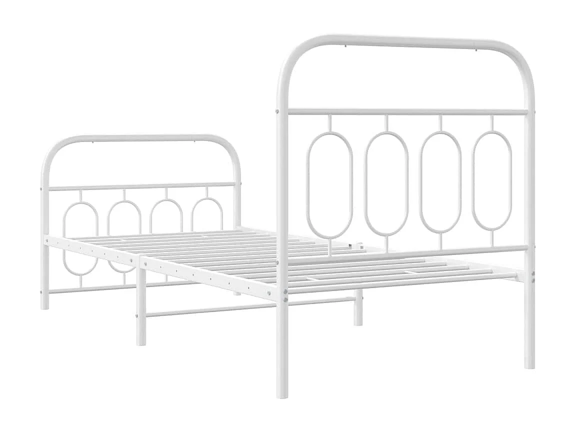 Giroletto con Testiera e Pediera Metallo Bianco 80x200 cm