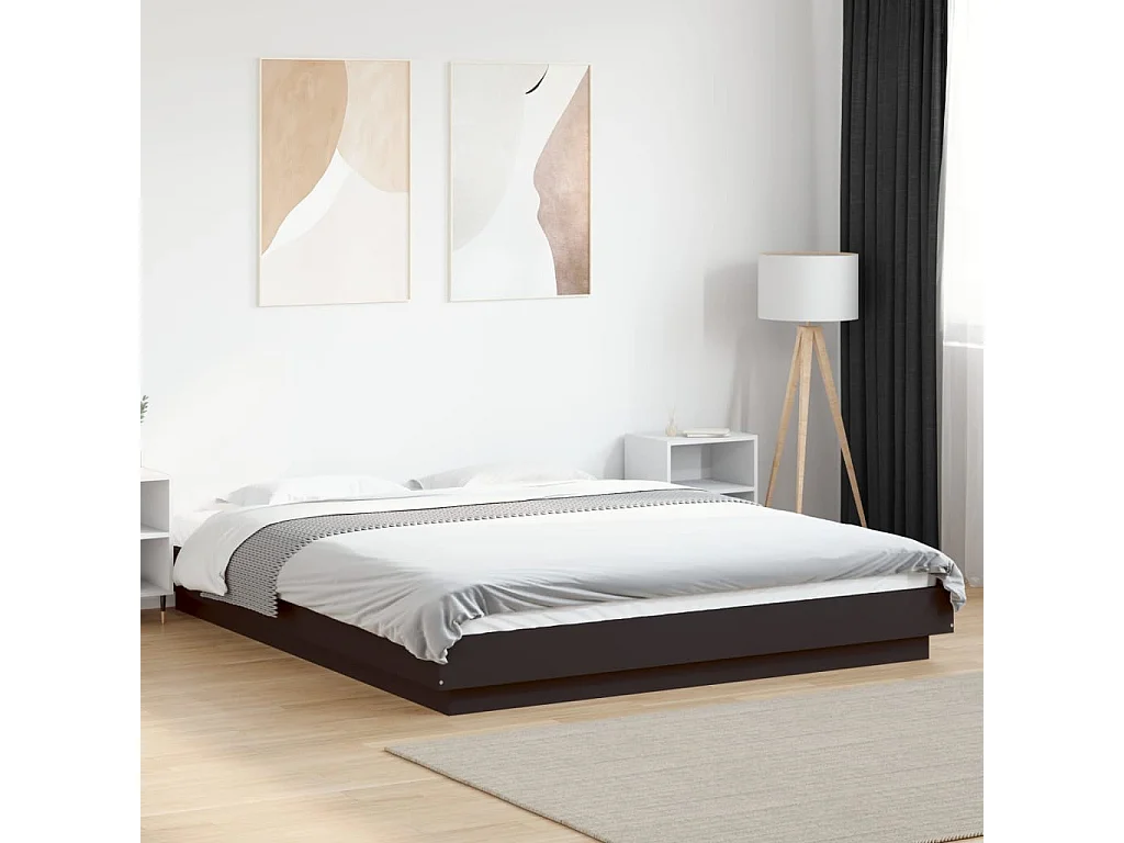 Cadre de lit sans matelas noir 160x200 cm