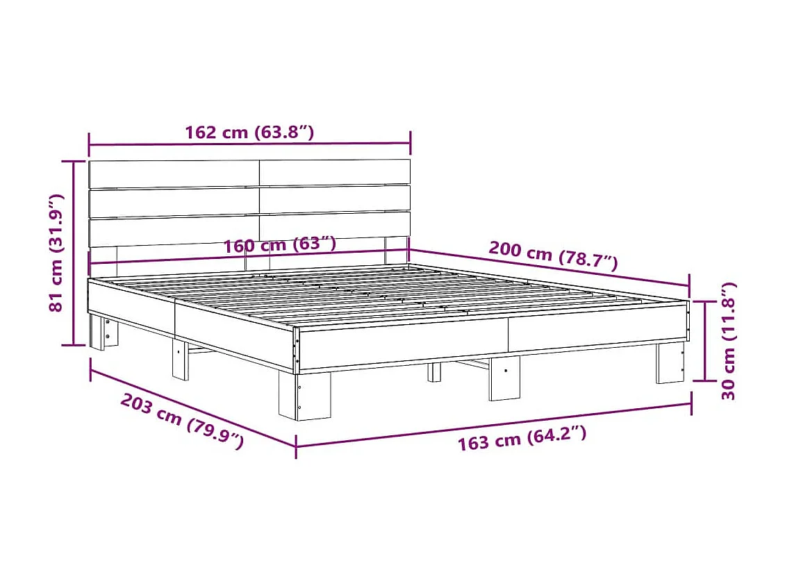 Giroletto Rovere Fumo 160x200 cm in Legno Multistrato Metallo