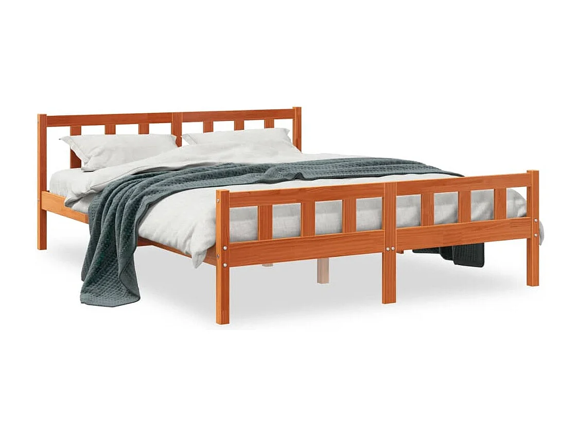 Cama sem colchão 150x200 cm madeira pinho maciça castanho-mel