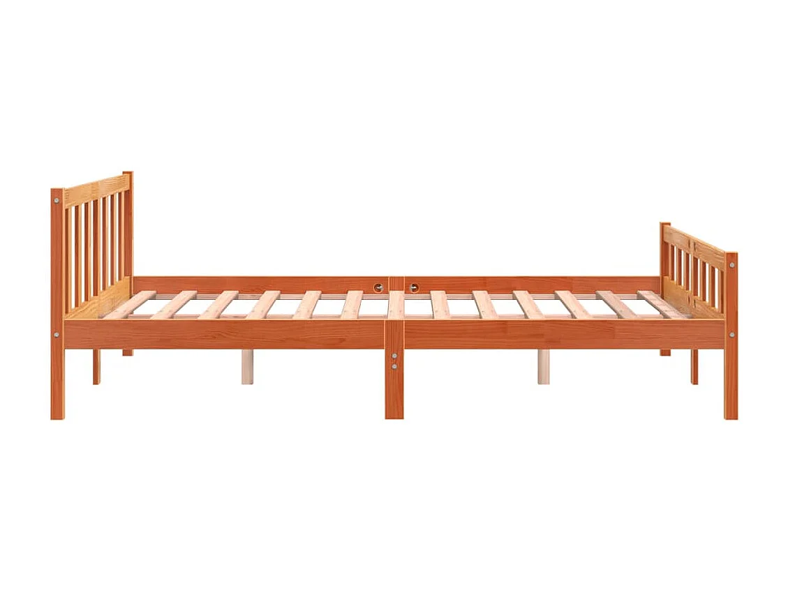 Cama sem colchão 150x200 cm madeira pinho maciça castanho-mel